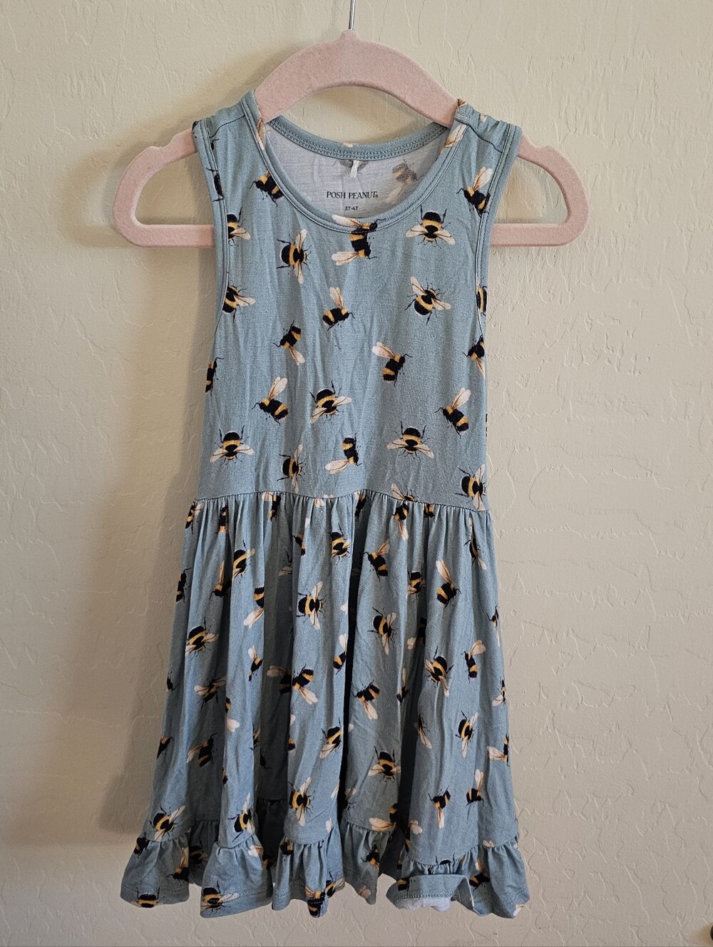 Posh Peanut Spring Bee Racerback Ruffled Twirl Dress 3-4T